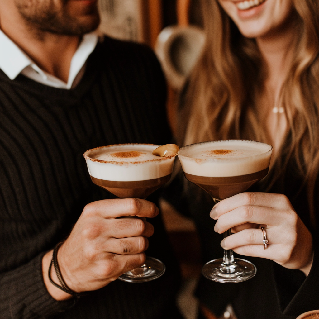 Couple enjoying espresso martini tea