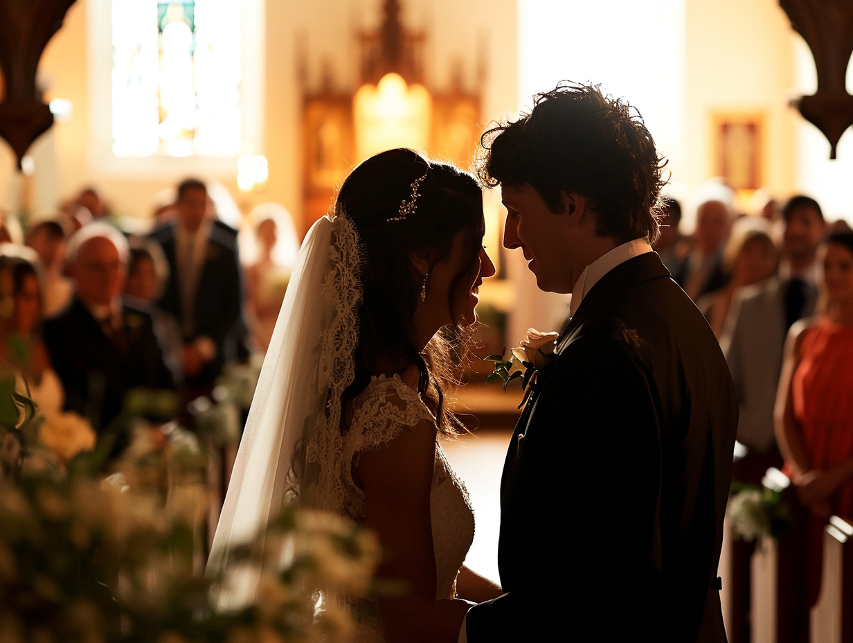 Couple Exchanging Wedding Vows in Church