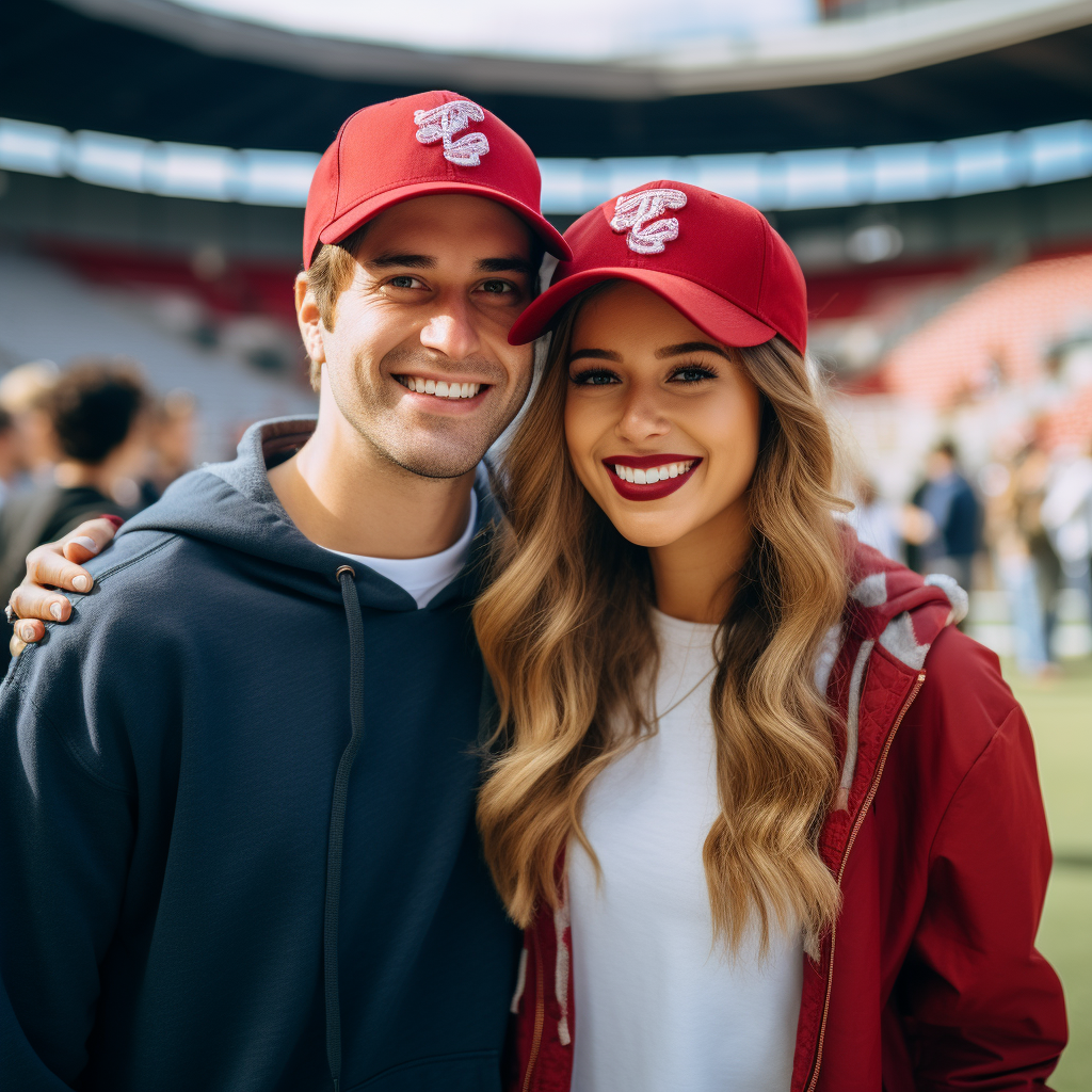 Couple tailgating at football game