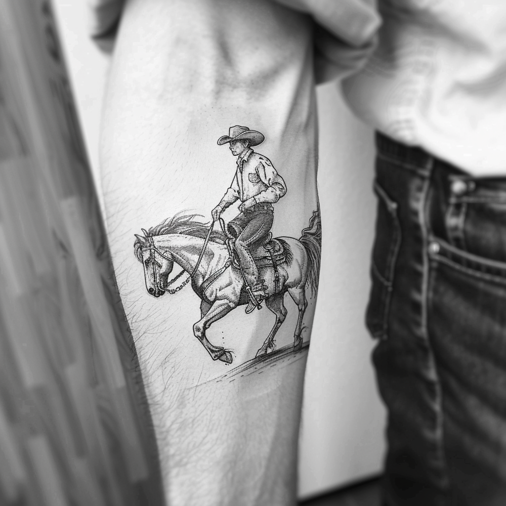 Simple Cowboy Bucking Horse Tattoo