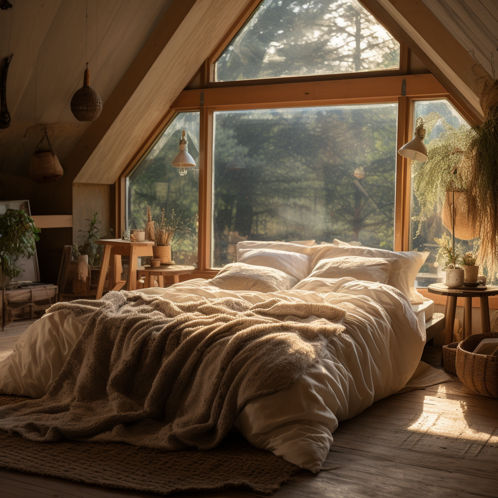 Large Cozy Bed with Blankets