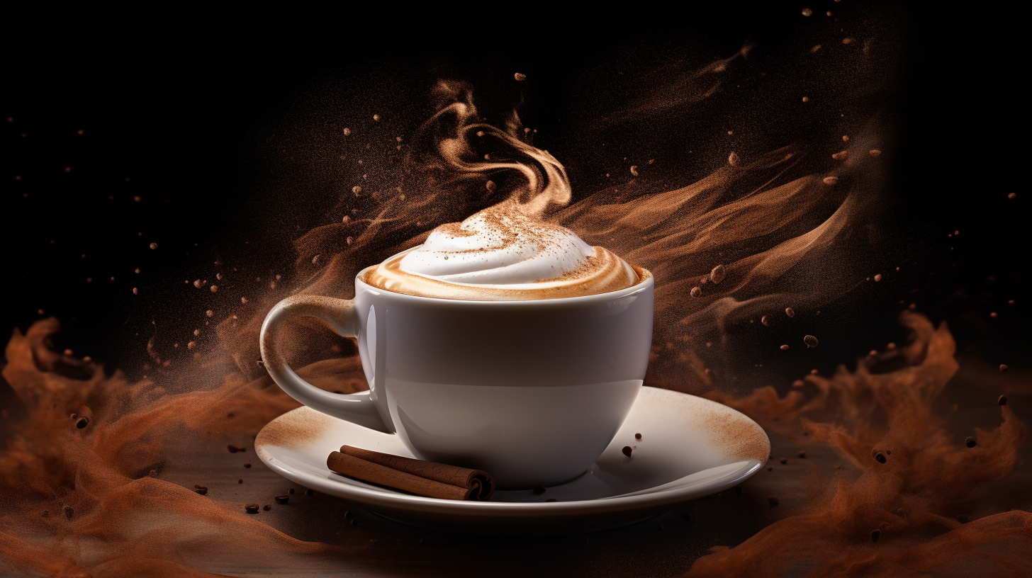 Creamy Cappuccino on Brown Streaked Background