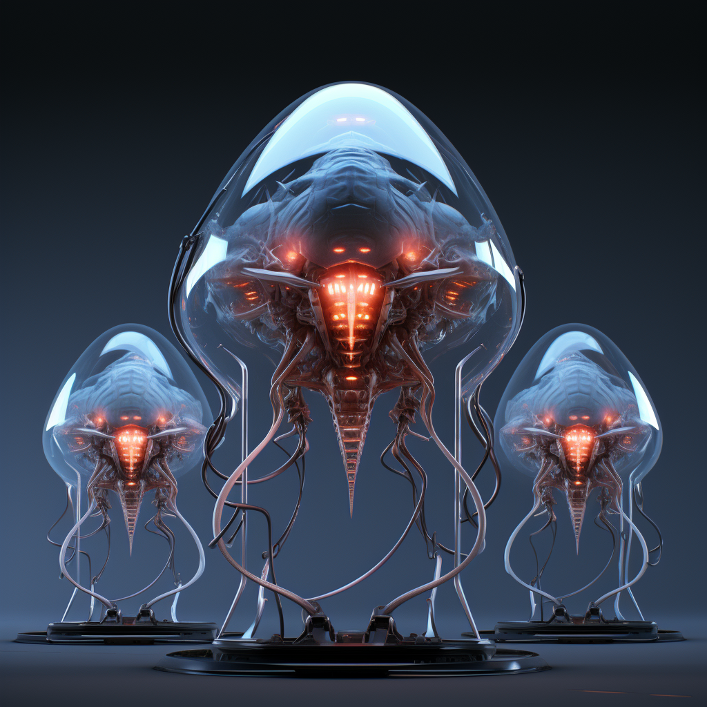 Alien monster with four screens and energy core