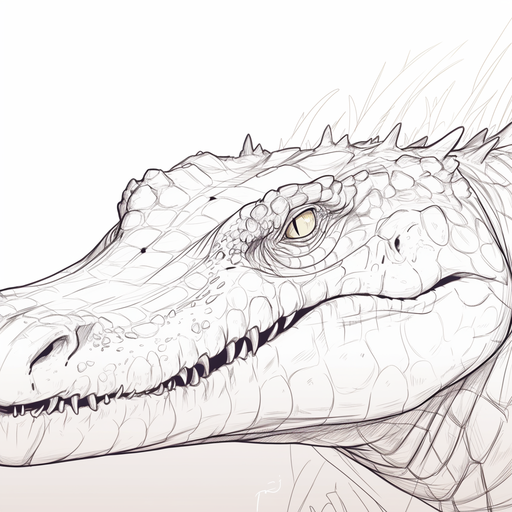 Crocodile rough lineart sketch