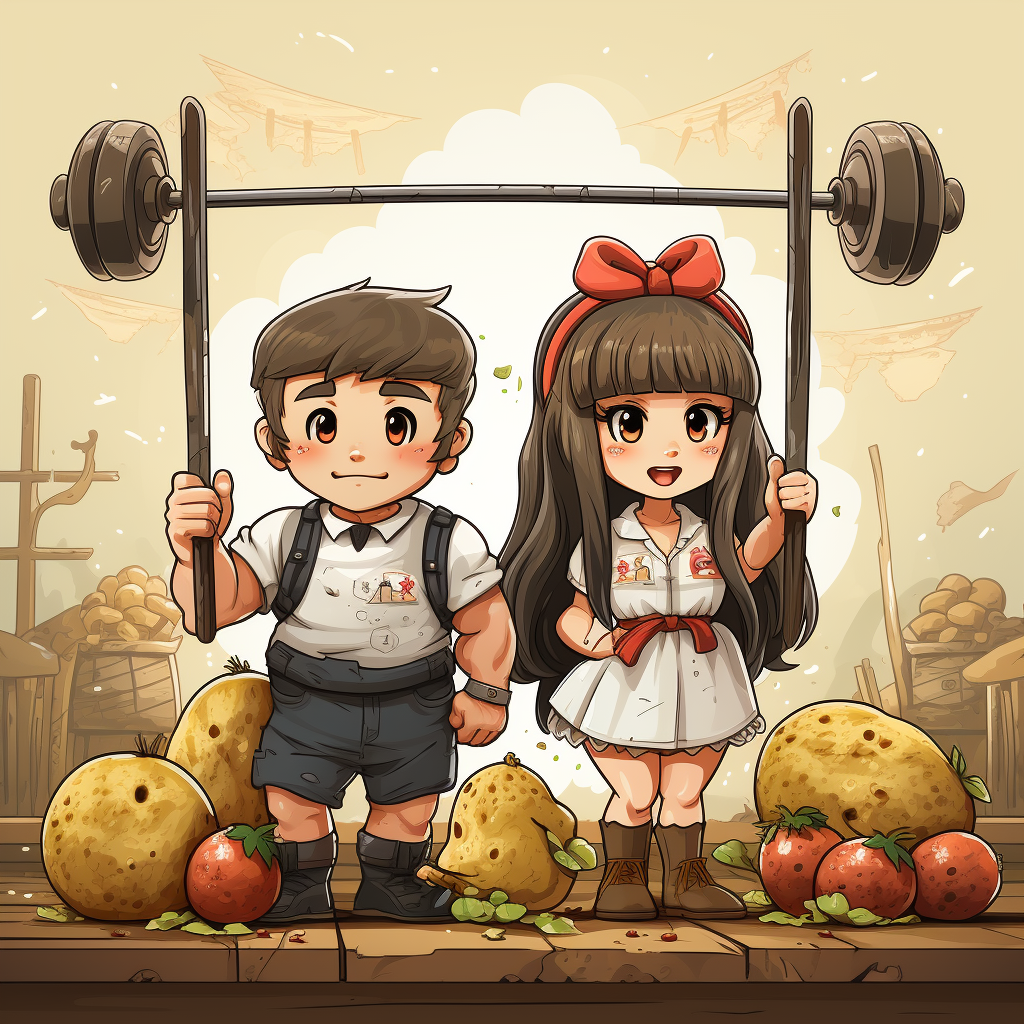 CrossFit Potato Picking Up Barbell Manga Japanese Style