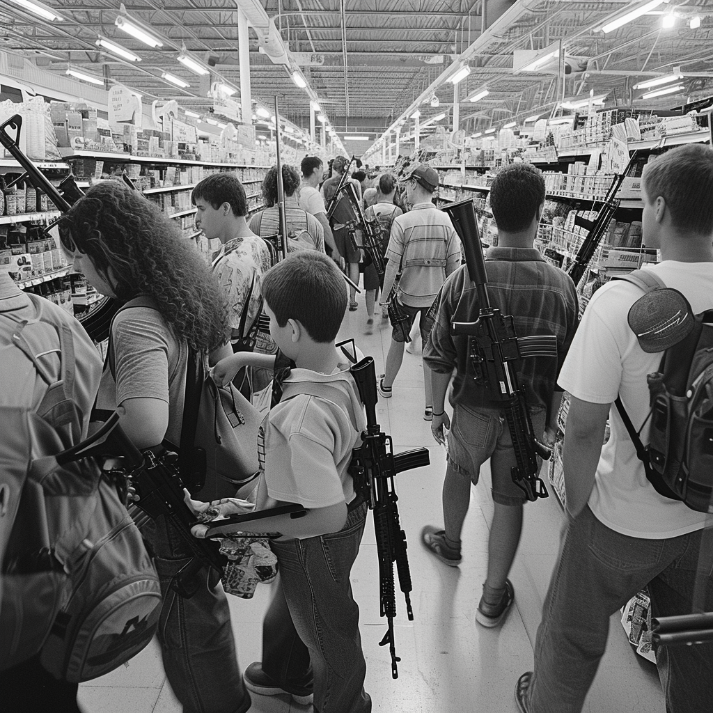 Walmart customers with rifles