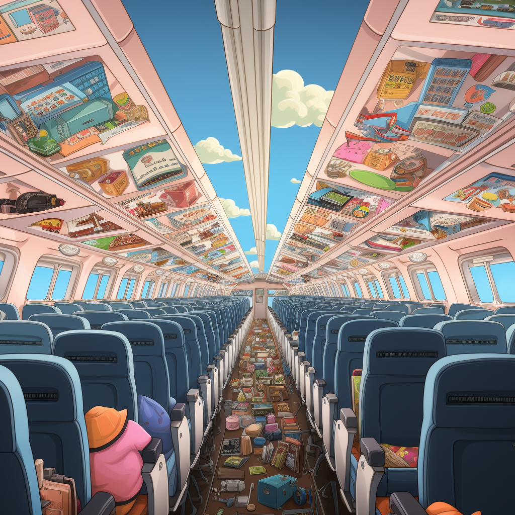 Cartoon of Overcrowded Plane Middle Seat