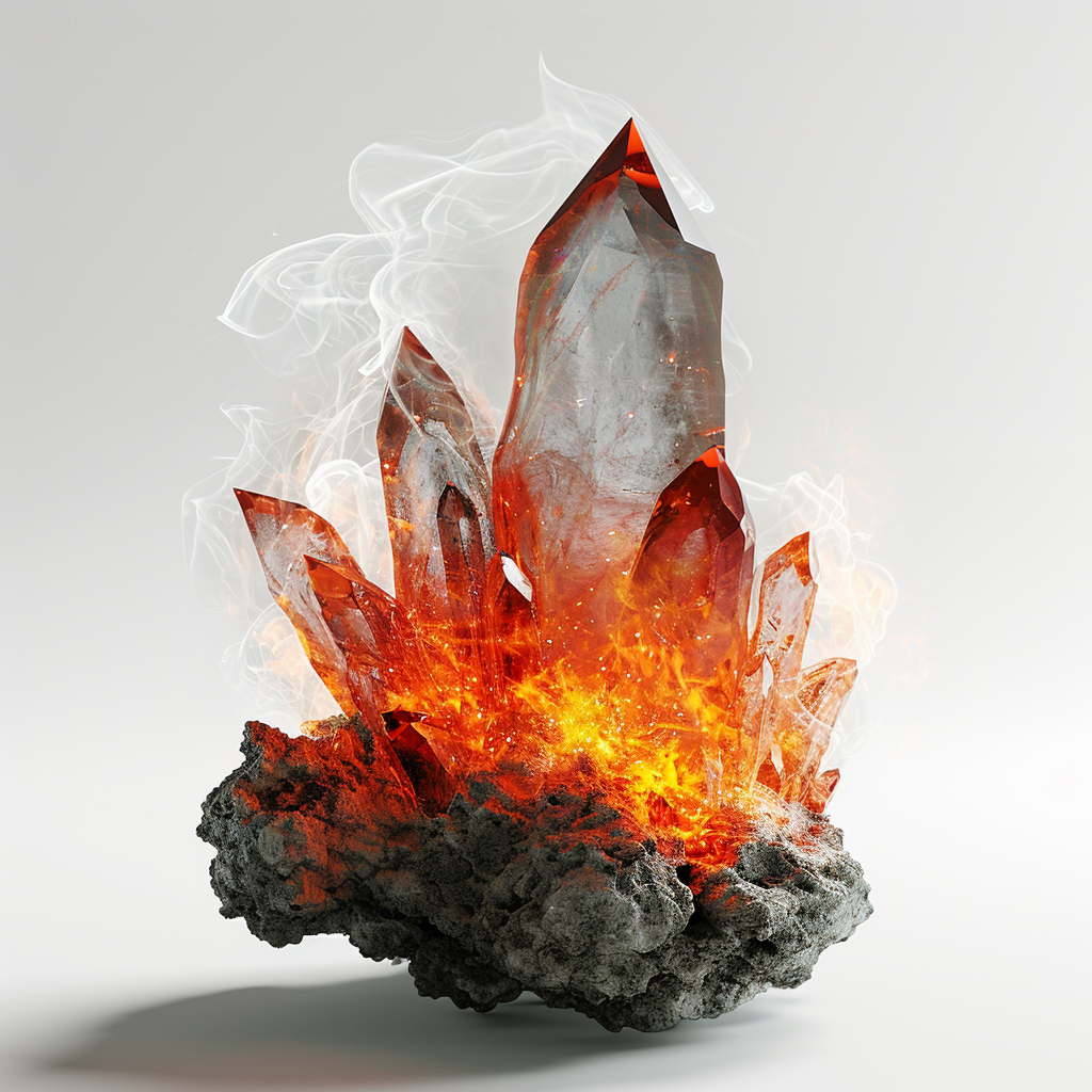 Gorgeous crystal flames with white smoke