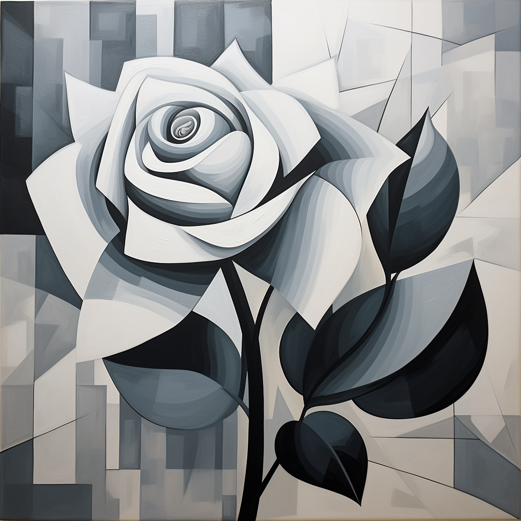 Cubist flower artwork on white background