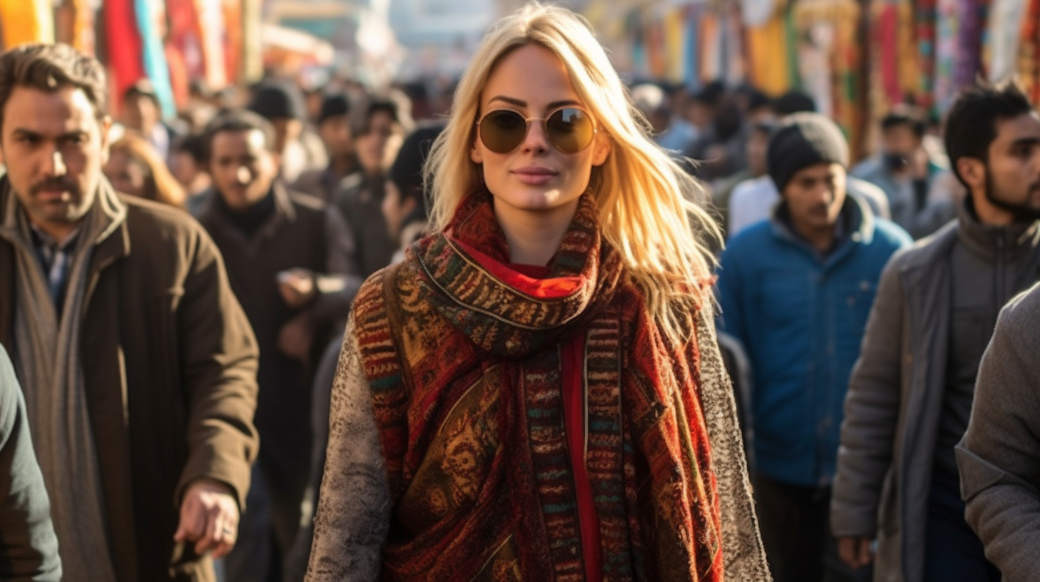 Margot Robbie in Iranian Market Fashion