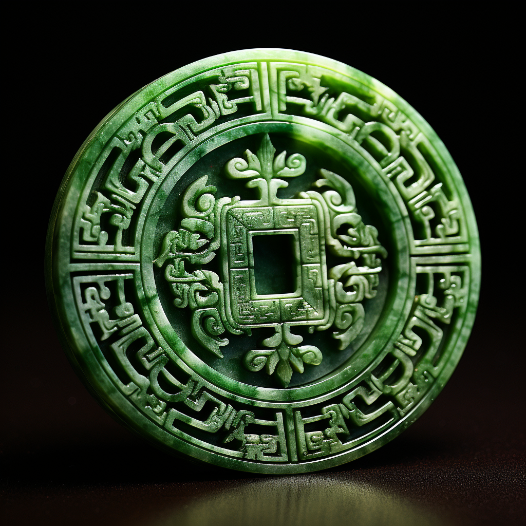 Jade coin with intricate design