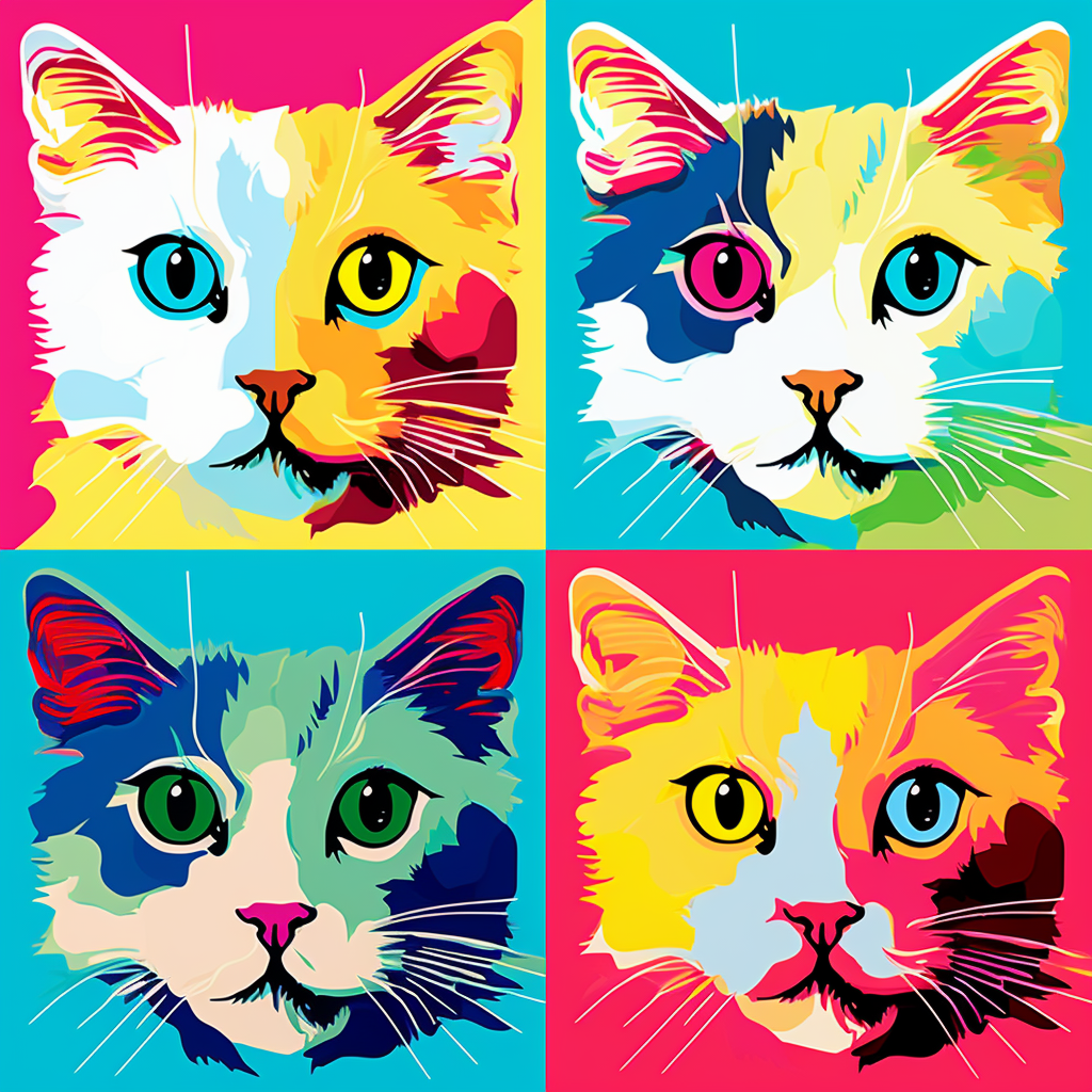 Cute cat in futurist pop art style