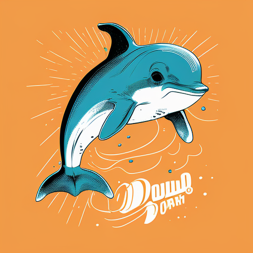 Cute baby orange dolphin standing