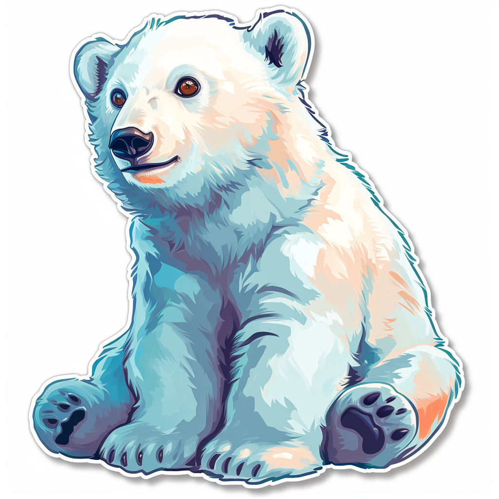 Sticker of a cute baby polar bear