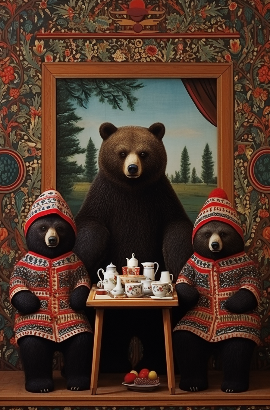 Adorable bear family art prints