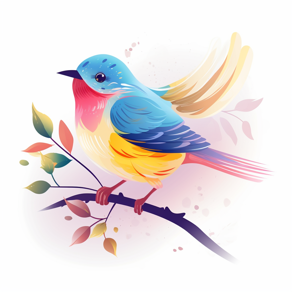 Cute Bird on Transparent White Background