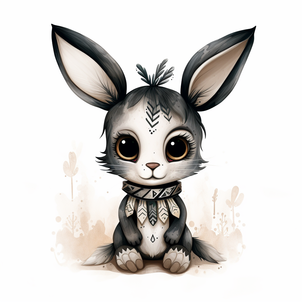 Super cute boho baby rabbit with big eyes