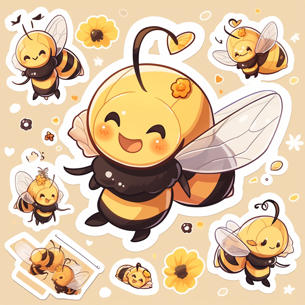 Cute cartoon honey bee sticker