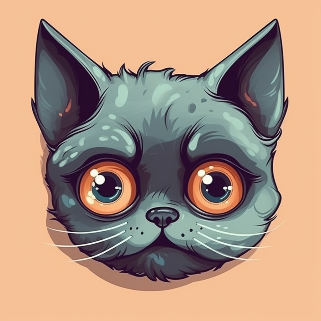 Cute cat with big eyes logo