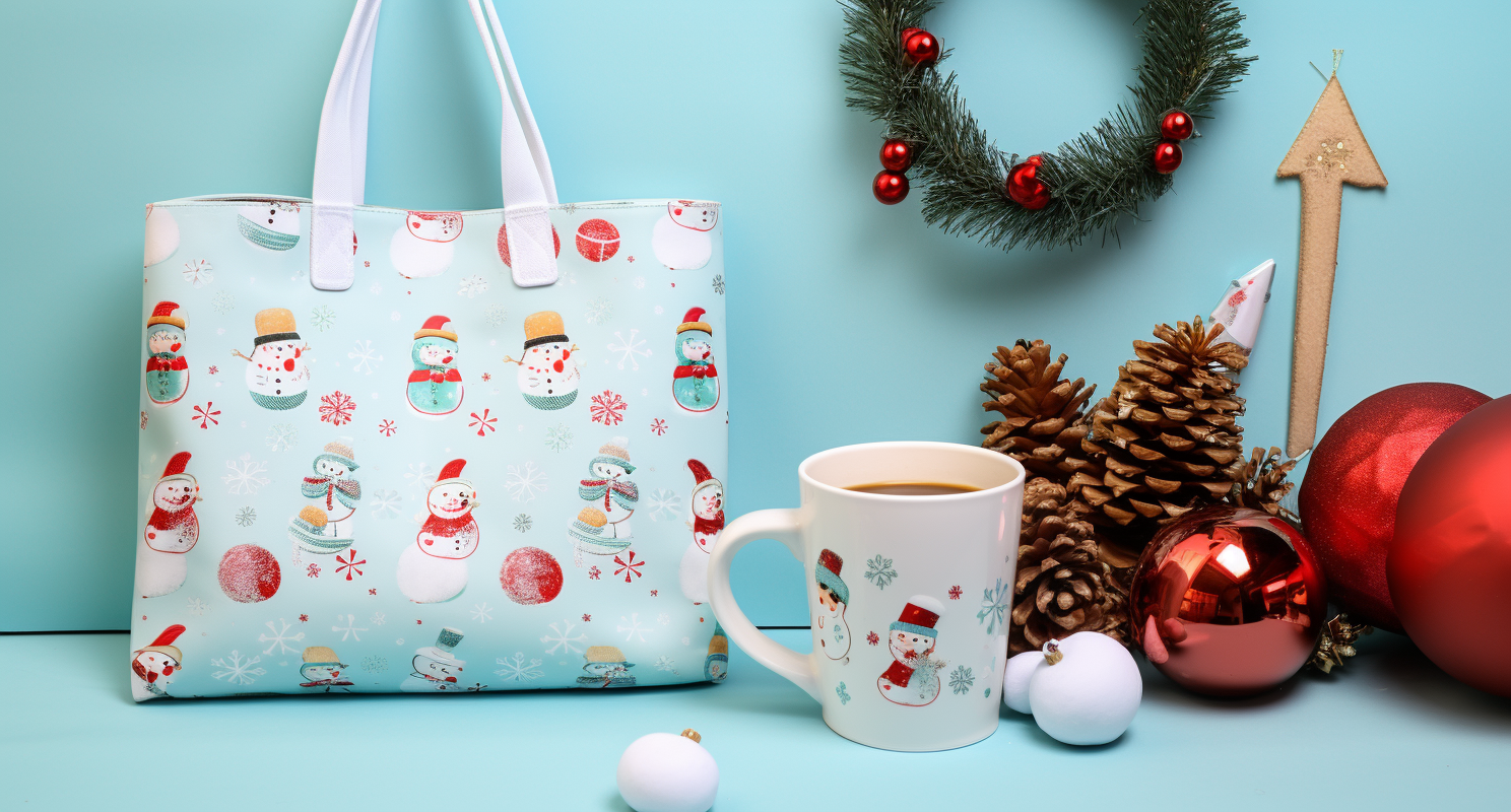 Colorful Christmas-themed sublimation products