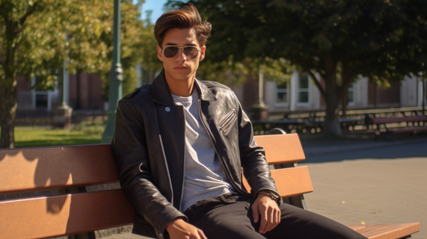 Young Colombian boy sitting in a sunny town square