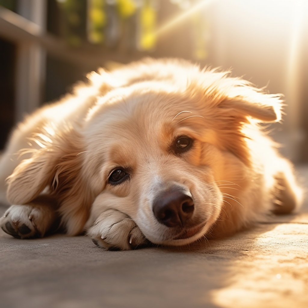 Cute dog enjoying morning sun