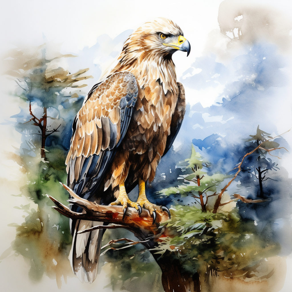 Stunning watercolor painting of a cute eagle