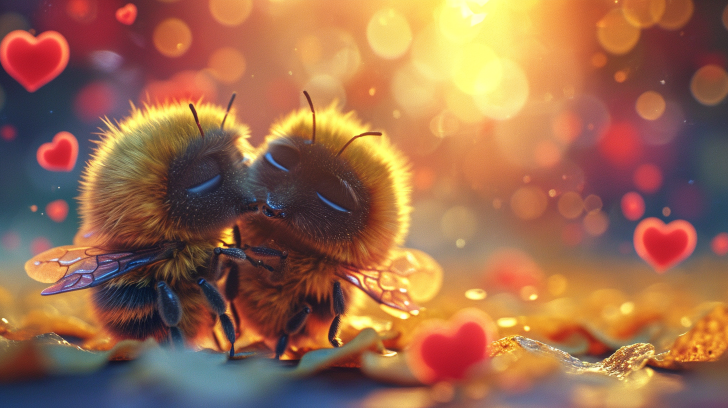 Cute Furry Baby Bees Cuddling in Nacho Land