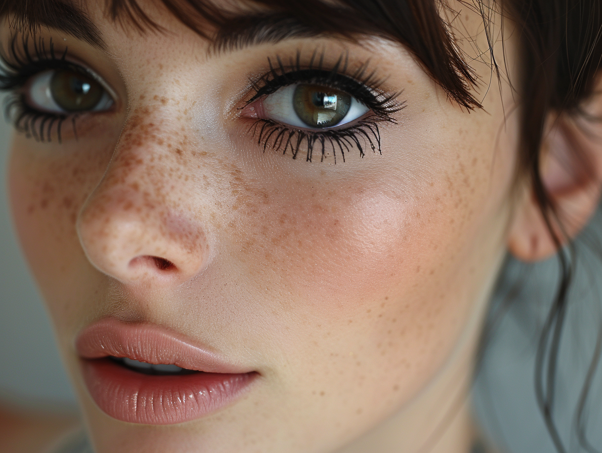 Young girl with brown eyes and thick eyeliner