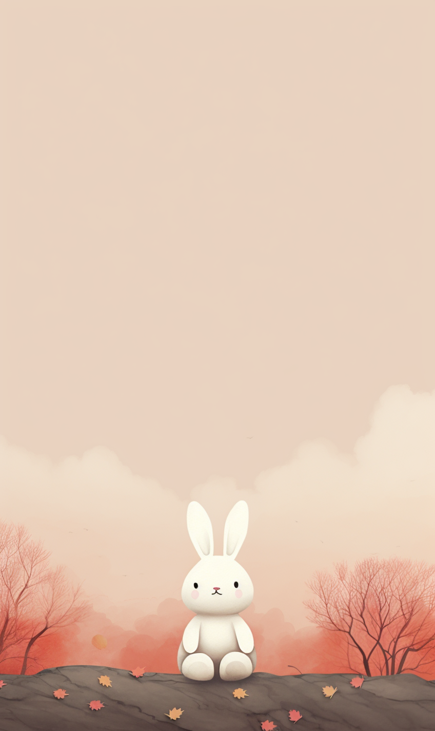 Cute bunny enjoying a sad autumn morning