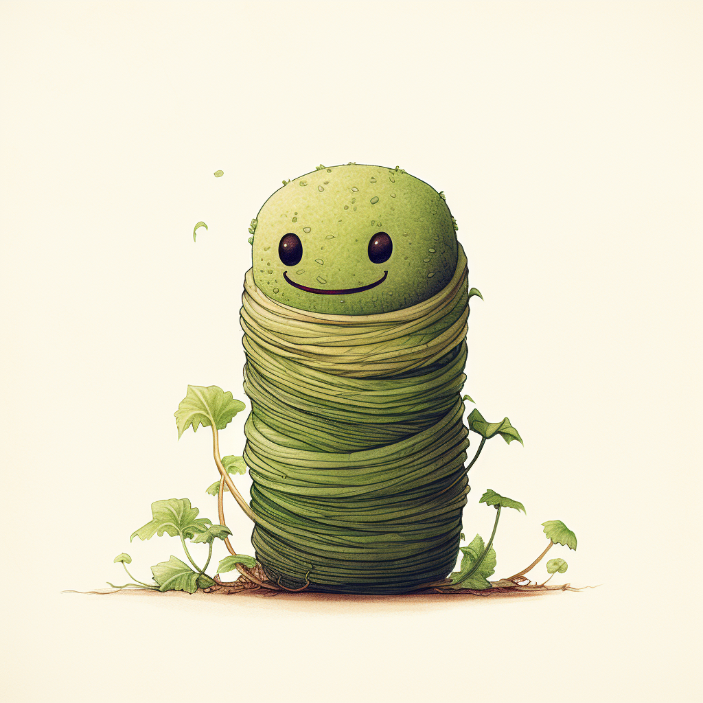 Cute inchworm made of twine