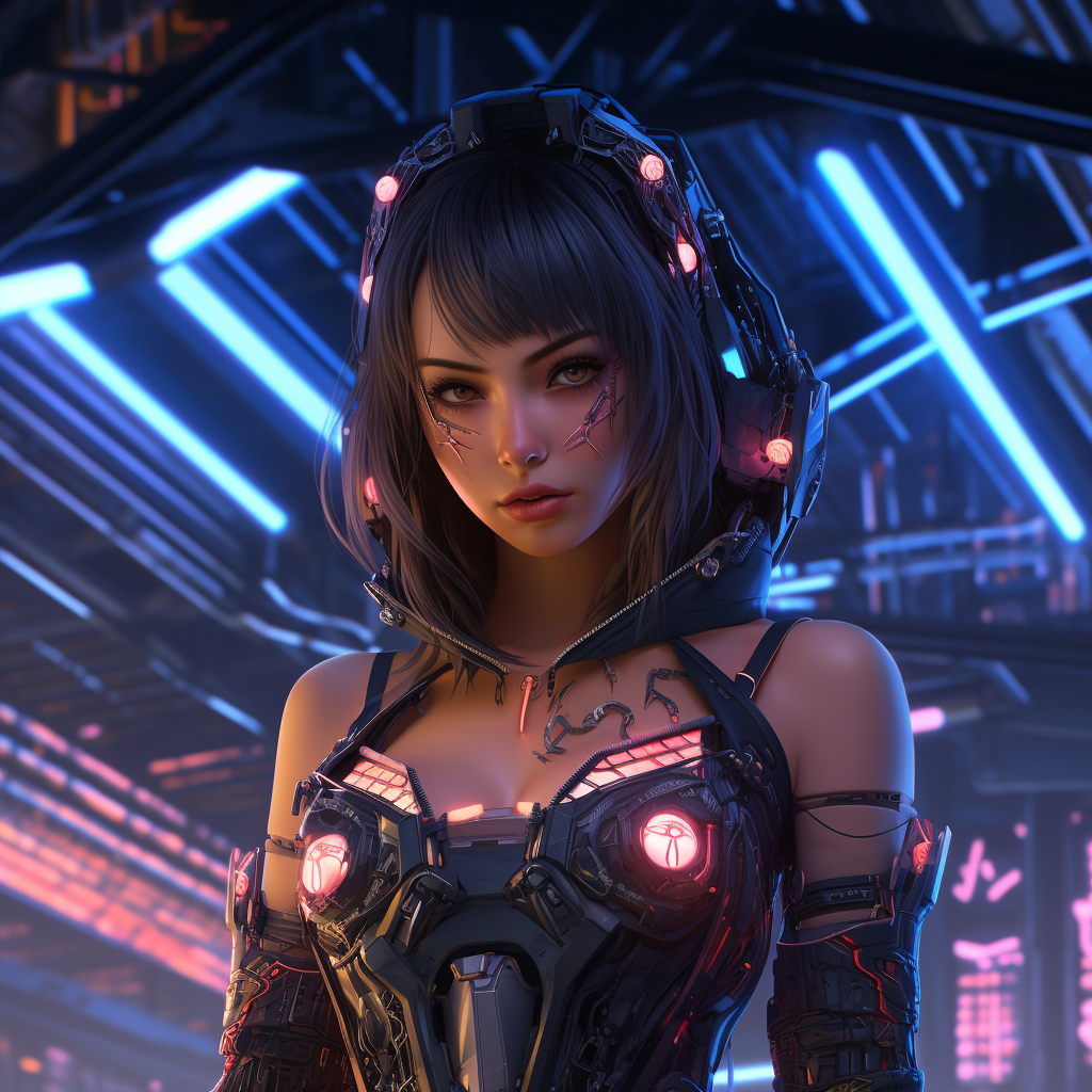 Cute Japanese Cyborg Princess in Cyber Club