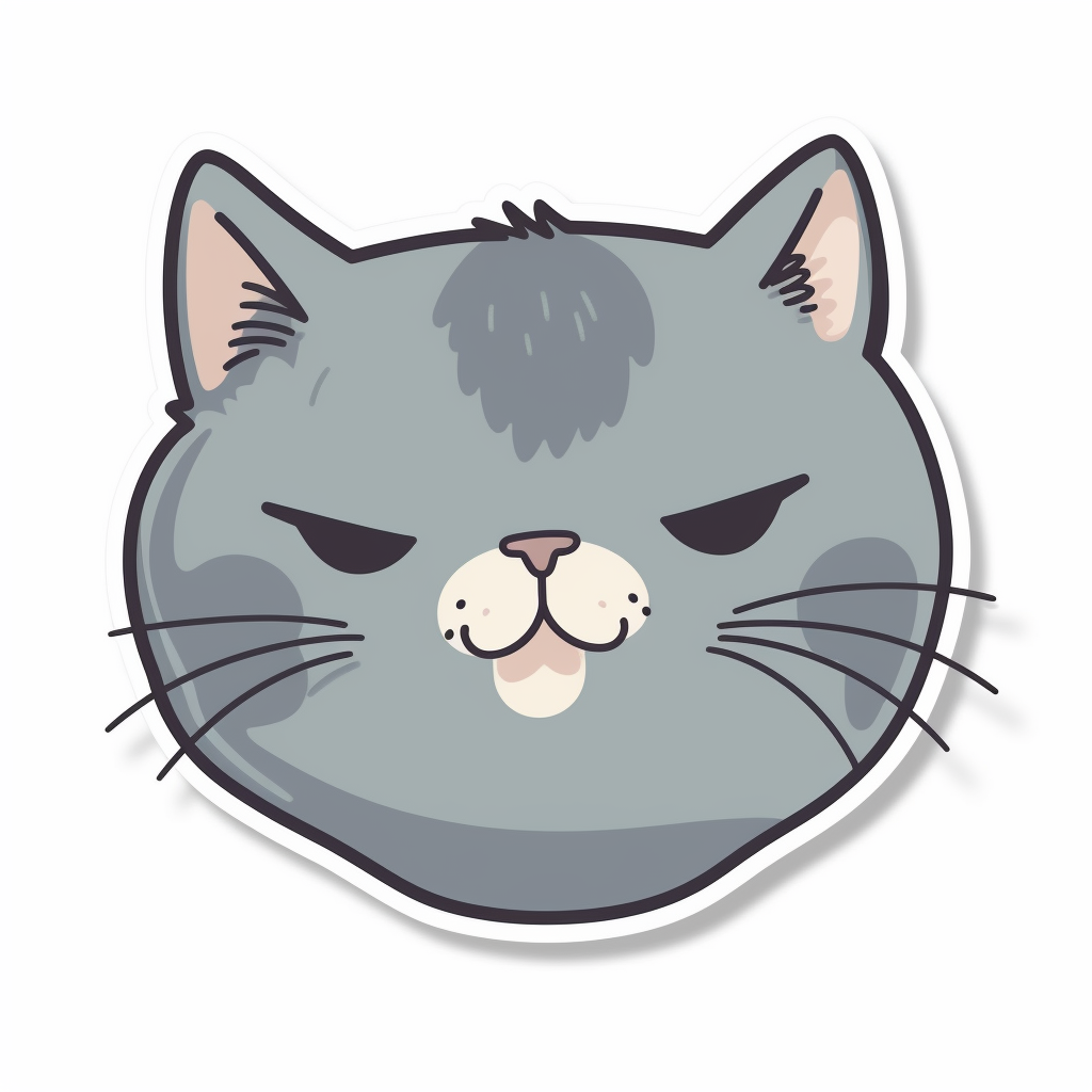 Grey Kawaii Cat Sticker Design