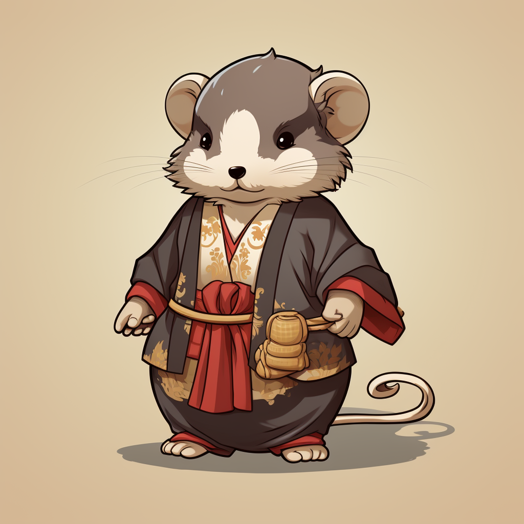 Sprite of cute mole character in oriental clothes