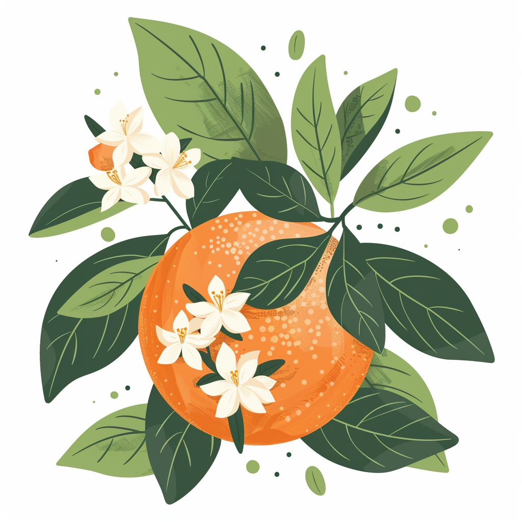 Cute Orange Green Leaves Drawing