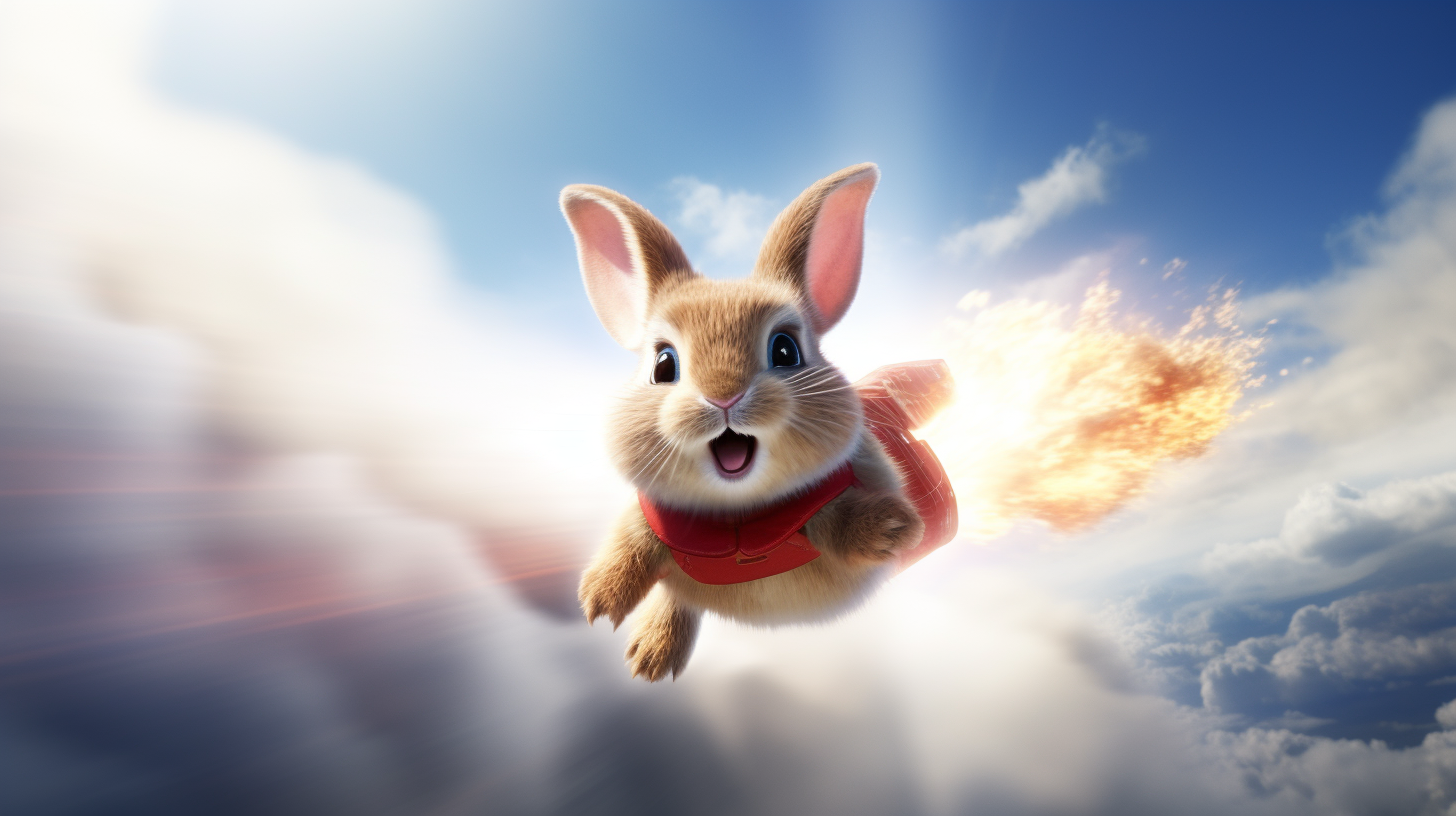 Cute rabbit riding a remarkable rocket