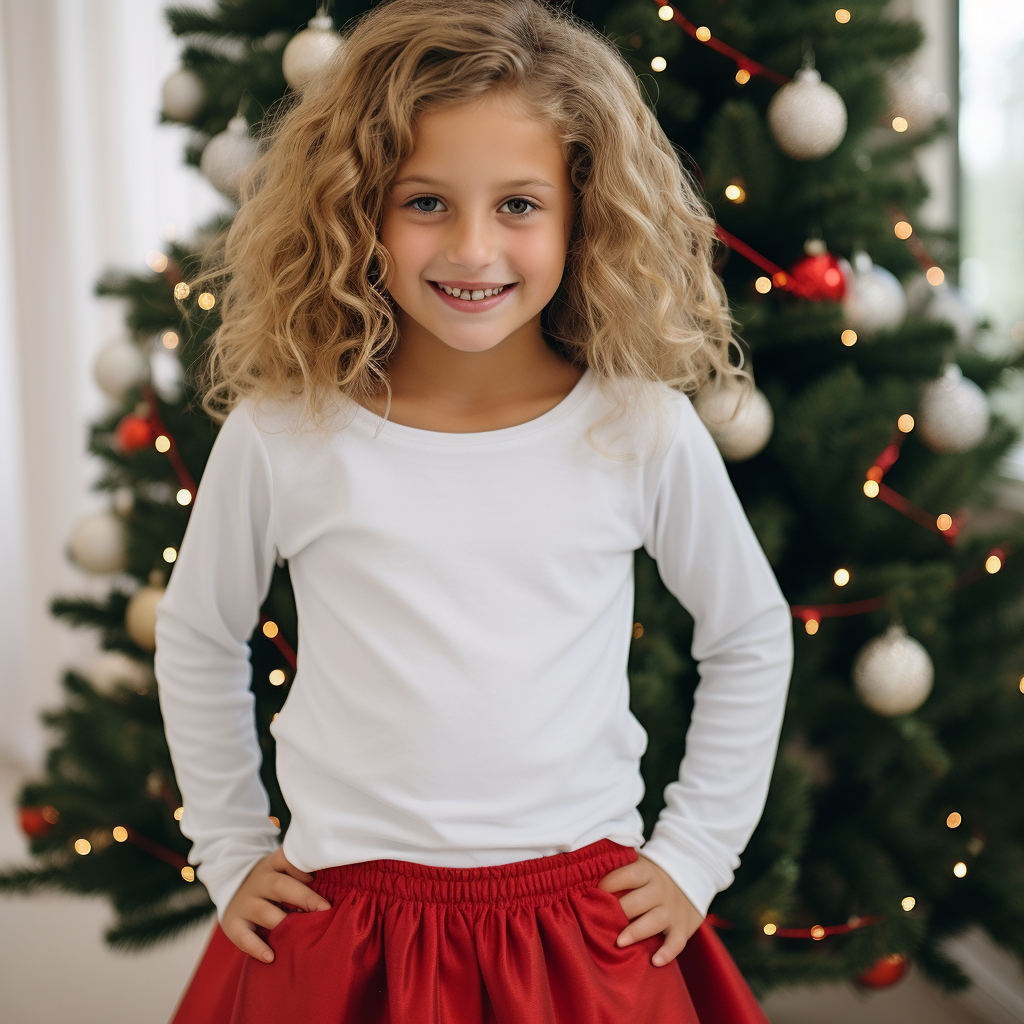 Cute Smiling Girl in Christmas Outfit