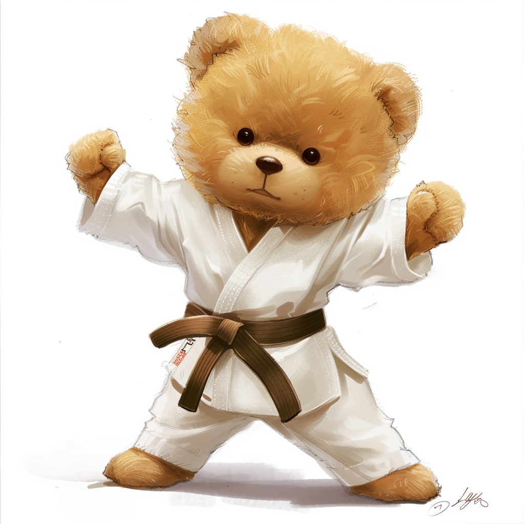 Cute Teddy Bear Karate Pose