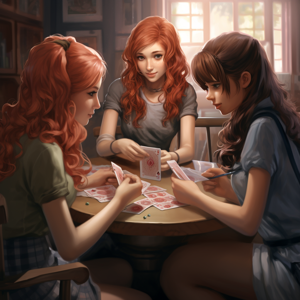 Teen Girls Playing Card Game