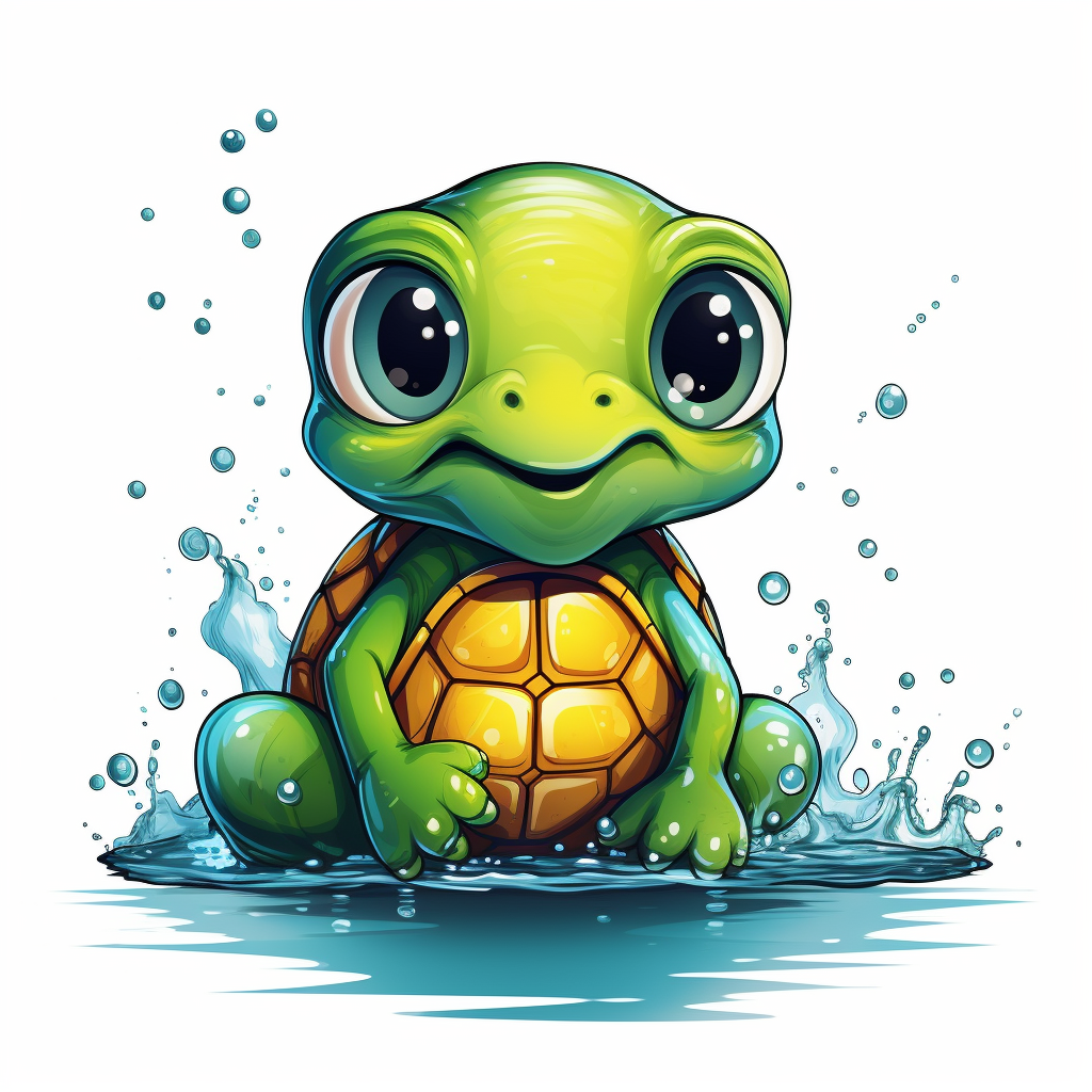 Funny cartoon of a cute turtle