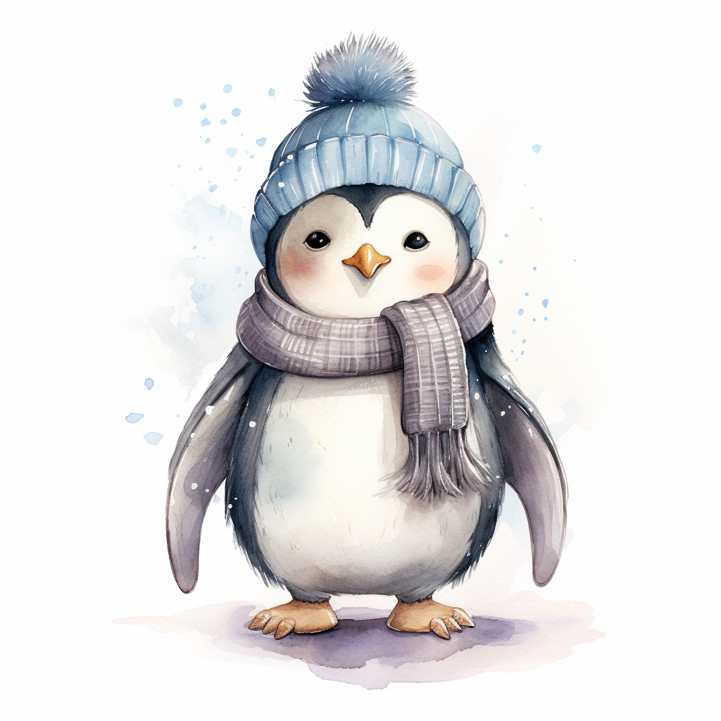 Cute penguin in cozy winter sweater