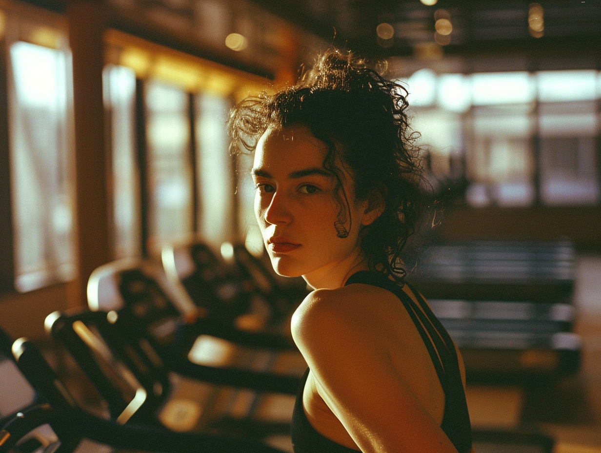 Cute 24-year-old woman in hotel gym