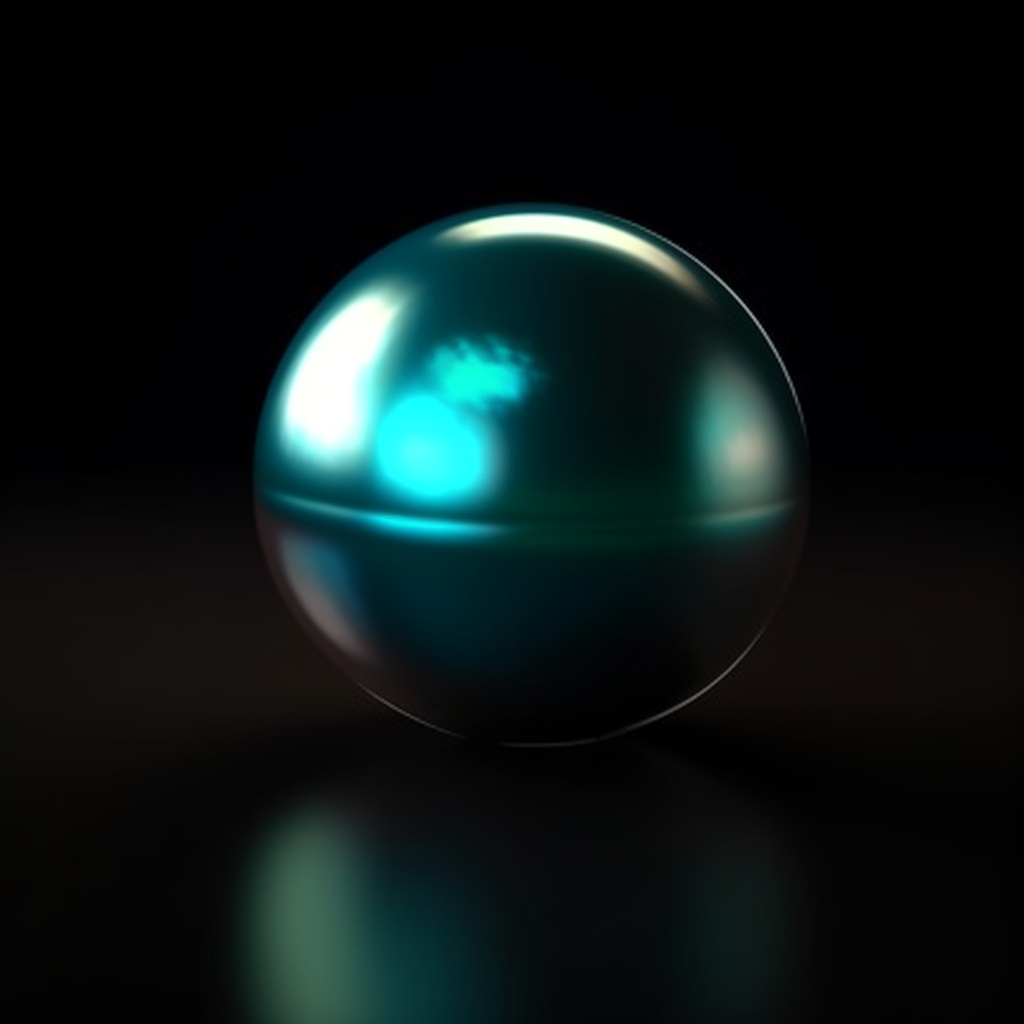 Realistic cyan pearl on black background