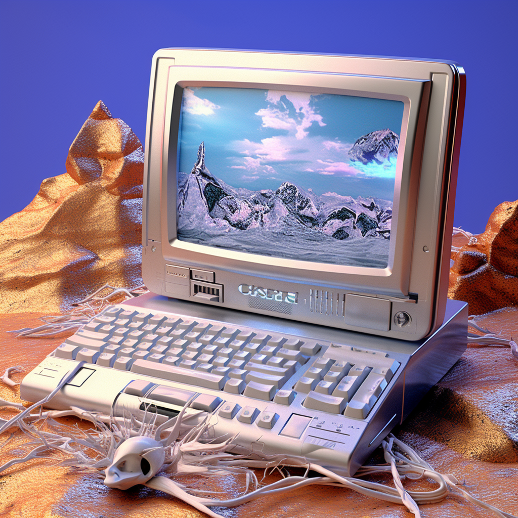 Image of Cyber Y2K Interface with Bones and Mountains