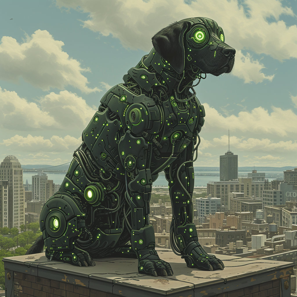 Cybernetic Dog with Alex Gross in Black and Green Wiring