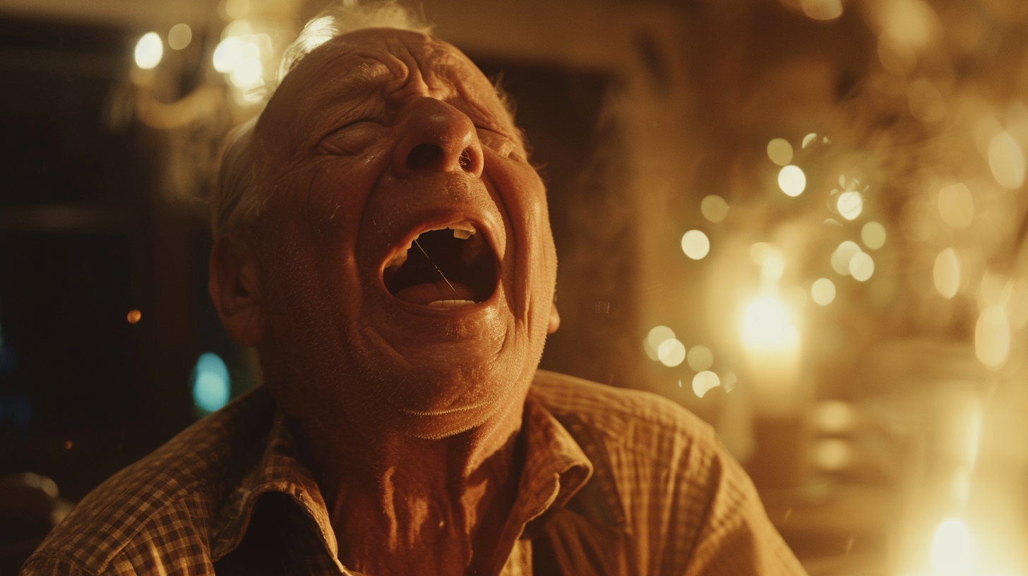 Dad singing at dinner table