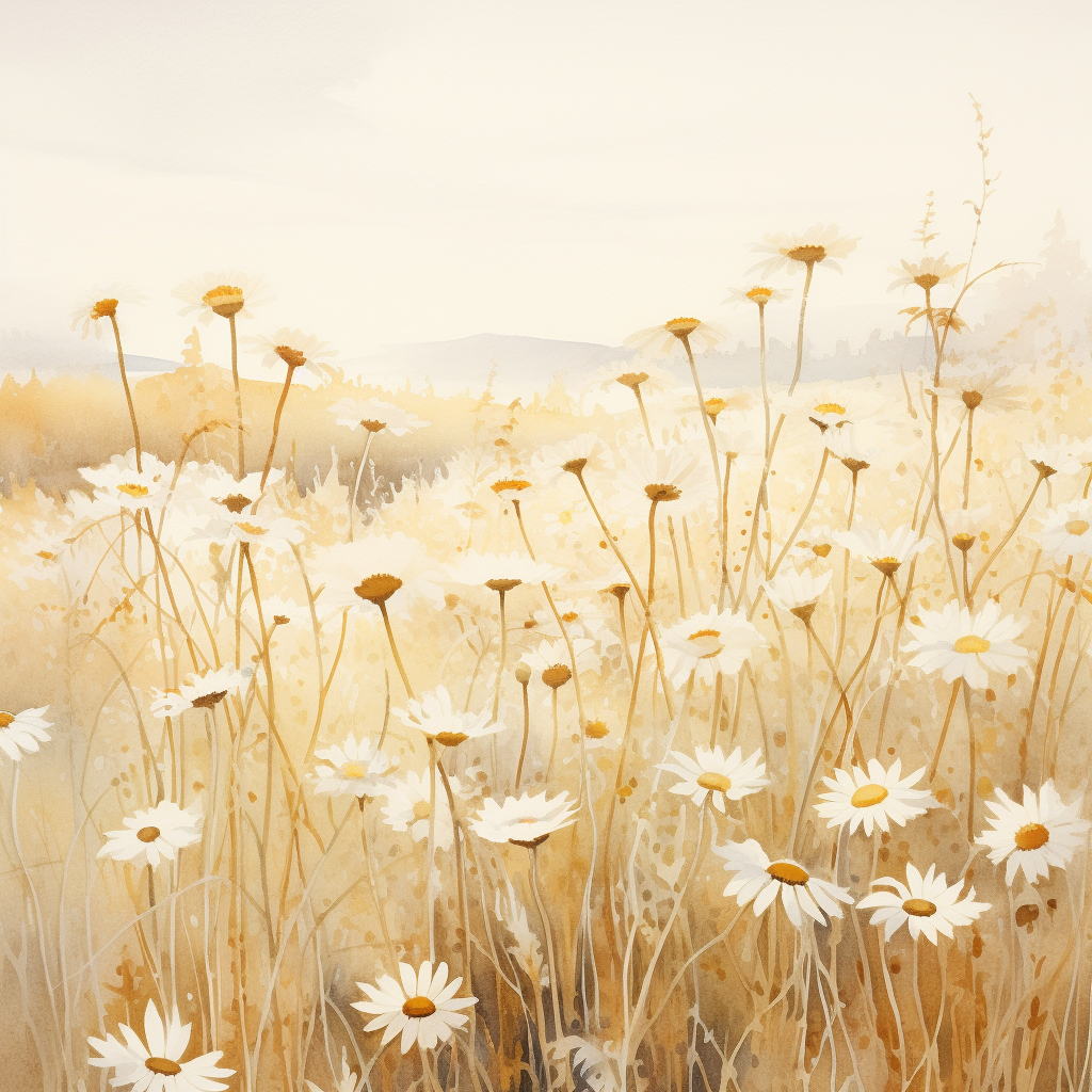 Daisy field in soft sunshine