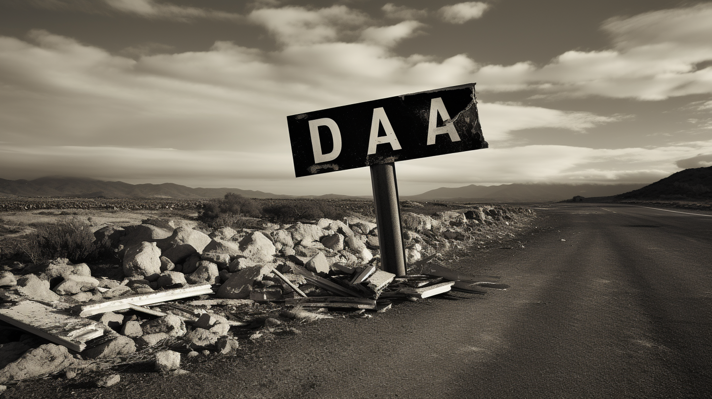 Damaged road sign indicating a problem