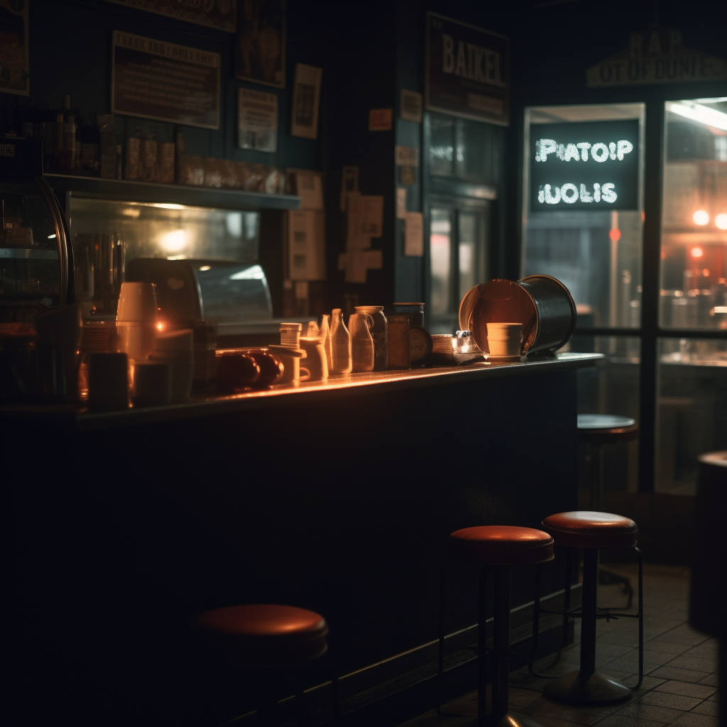 Dark empty cafe atmosphere