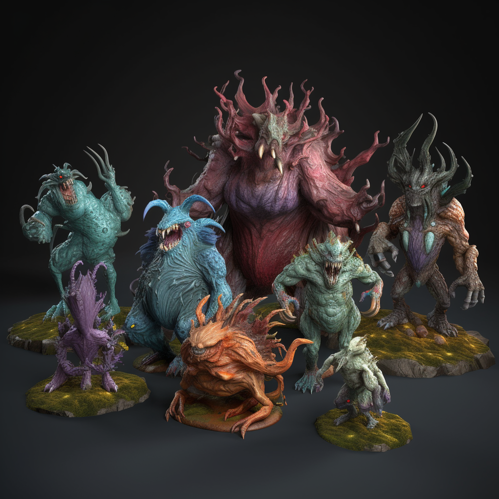 Dark fantasy colored DnD monsters